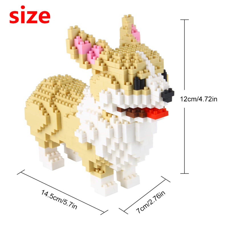 Larcele Micro Dog Building Blocks Pet Mini Building Toy Bricks,950 Pieces KLJM-02 (Welsh Corgi) - Image 2